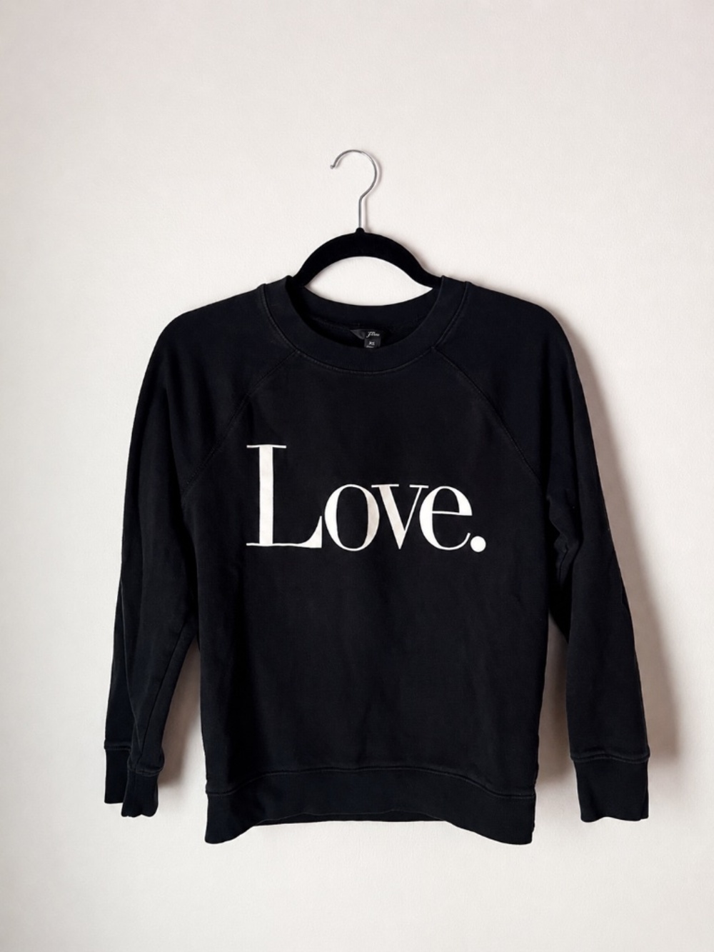 J.Crew Love Graphic Sweatshirt Black 100% Cotton Crewneck | Quiet Luxury